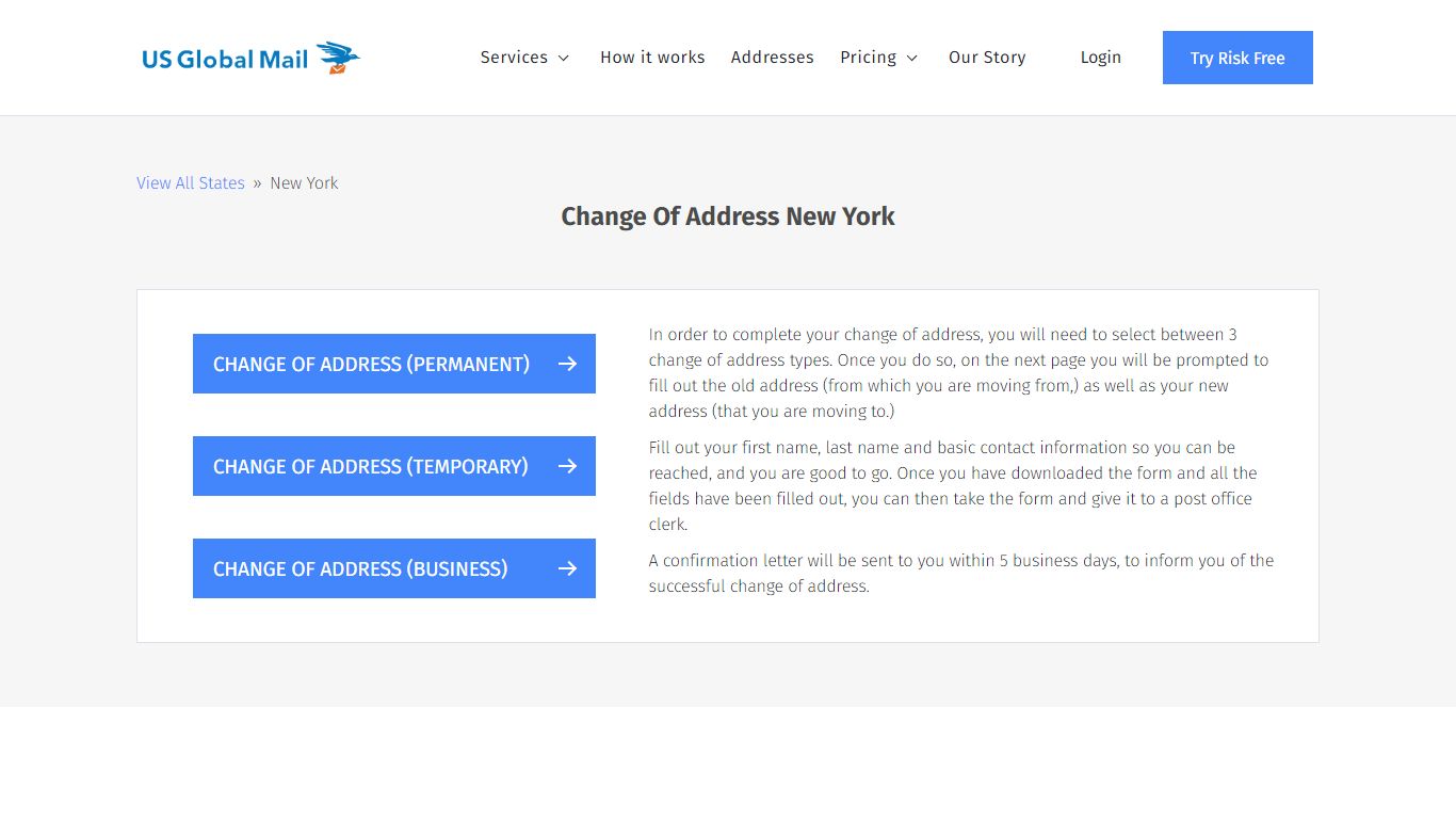 Change Of Address New York - US Global Mail
